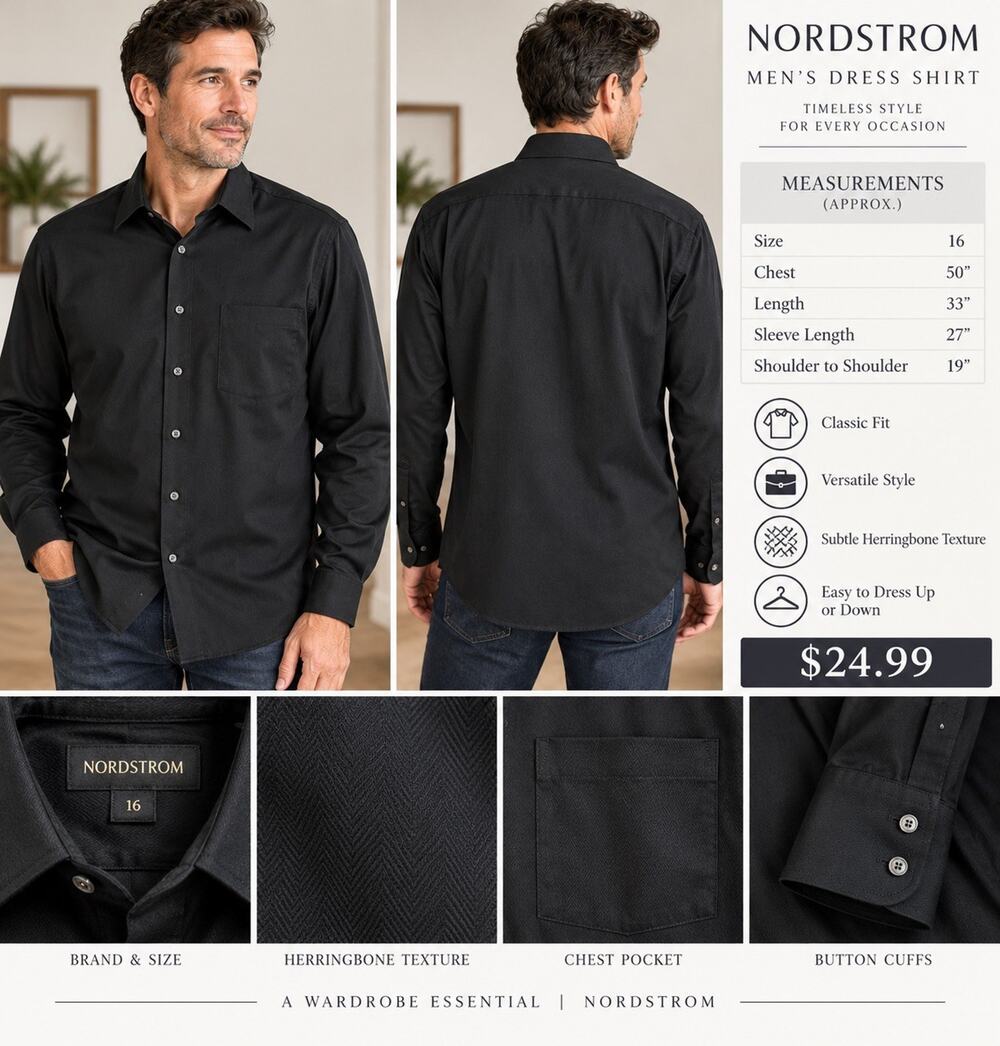 Mens Gray Solid Long Sleeve Button Front Dress Shirt Point Collar Pocket